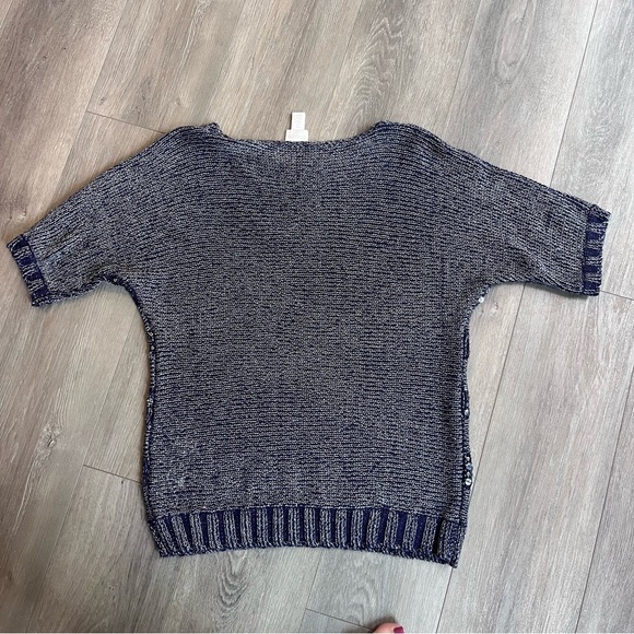 Chico's Navy and Silver Sequin Festive Sweater size 2 - Picture 5 of 10